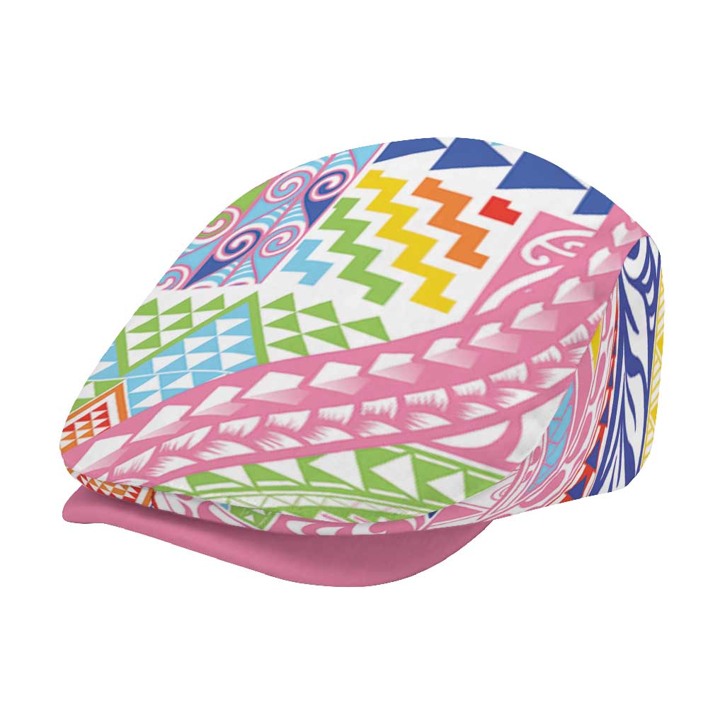 Maori Kowhaiwhai Taniko Patchwork Rainbow Motifs Jeff Hat LT9 - Polynesian Pride