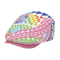 Maori Kowhaiwhai Taniko Patchwork Rainbow Motifs Jeff Hat LT9 - Polynesian Pride
