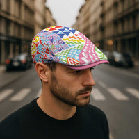 Maori Kowhaiwhai Taniko Patchwork Rainbow Motifs Jeff Hat LT9 - Polynesian Pride