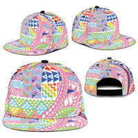 Maori Kowhaiwhai Taniko Patchwork Rainbow Motifs Snapback Cap LT9 - Polynesian Pride