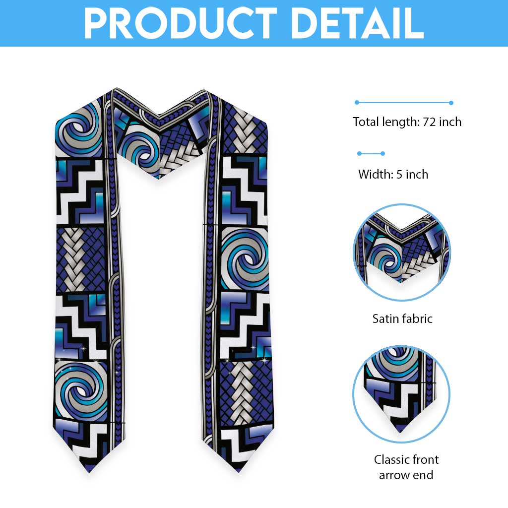 Maori Matariki Graduation Stole Blue Galaxy Aesthetic Koru Art