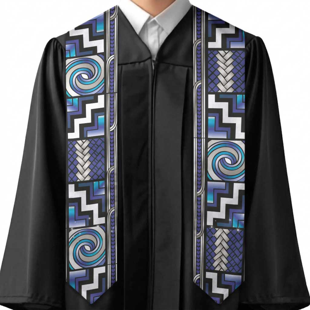 Maori Matariki Graduation Stole Blue Galaxy Aesthetic Koru Art