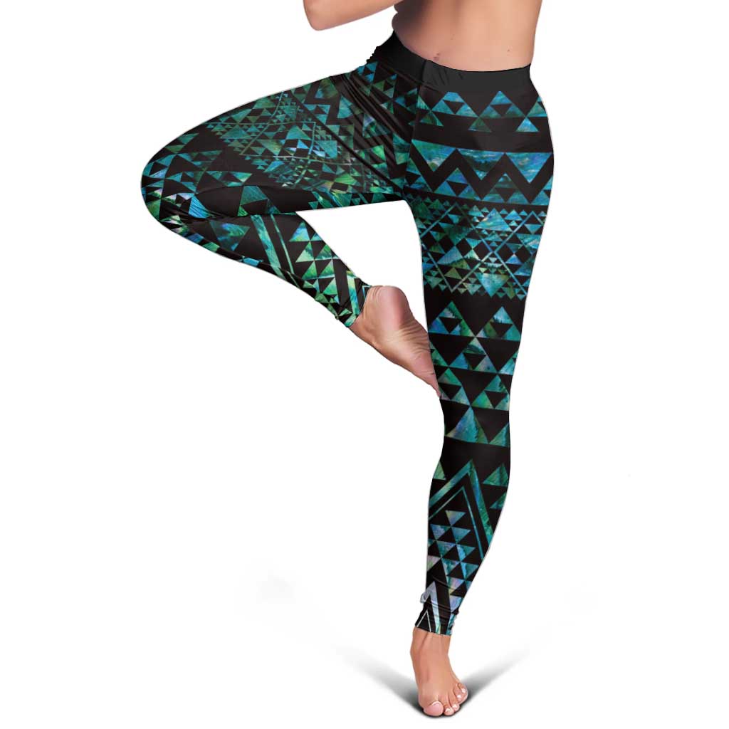 Maori Niho Taniwha Te Wheiao Leggings Paua Shell - Polynesian Pride