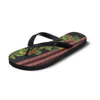 Maori Tukutuku Flip Flops with Ferns Pohutukawa and Kowhai Tribal Moko Patterns