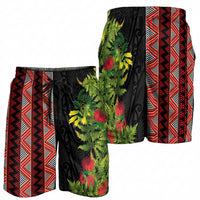 Maori Tukutuku Shorts for Men with Ferns Pohutukawa and Kowhai Tribal Moko Patterns