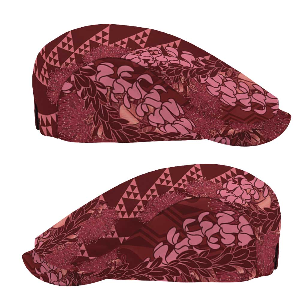Maroon Aloha Hawaii Jeff Hat Hawaiian Kakau Ohia Lehua Lei - Polynesian Pride