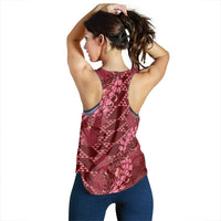 Maroon Aloha Hawaii Women Racerback Tank Hawaiian Kakau Ohia Lehua Lei - Polynesian Pride
