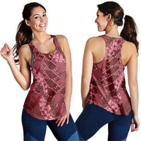 Maroon Aloha Hawaii Women Racerback Tank Hawaiian Kakau Ohia Lehua Lei - Polynesian Pride