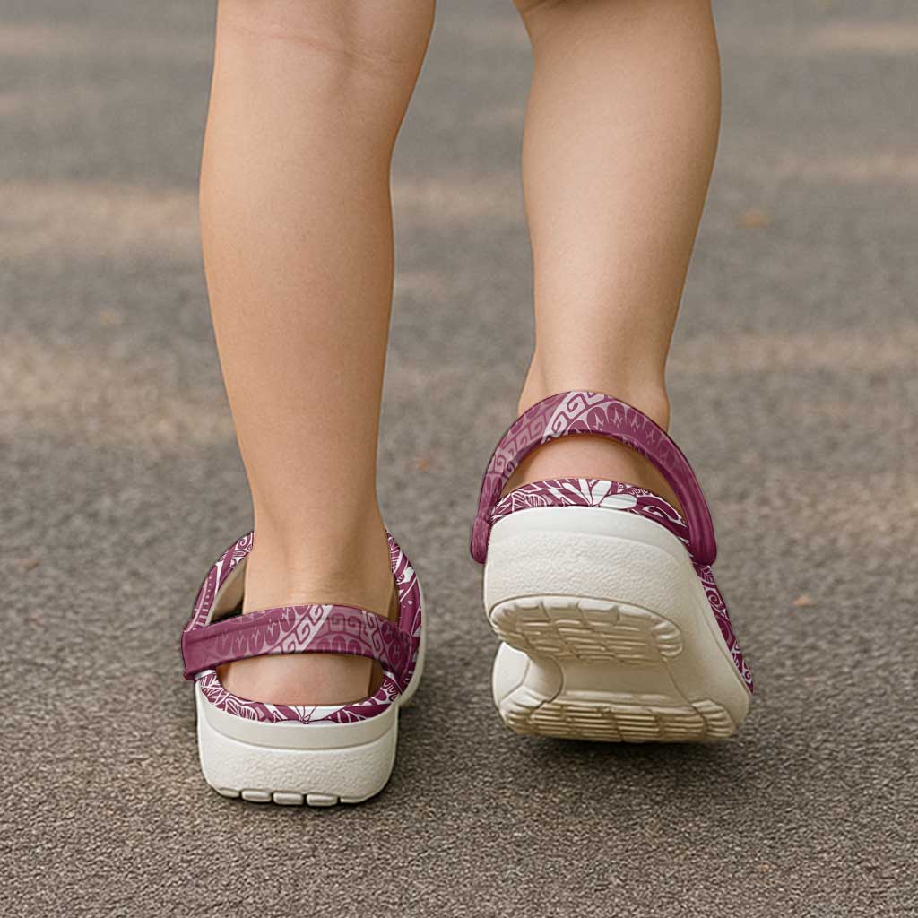 Maroon Kuki Airani Tapakau Clogs Shoes Tribal Anchor Mix Tiare