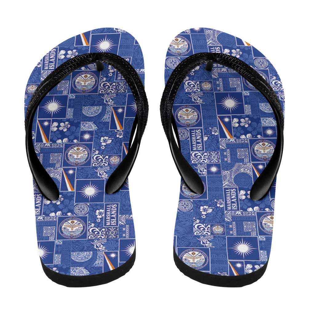 Marshall Islands Merry Christmas Flip Flops Pacific Patchwork Xmas Vibes - Polynesian Pride
