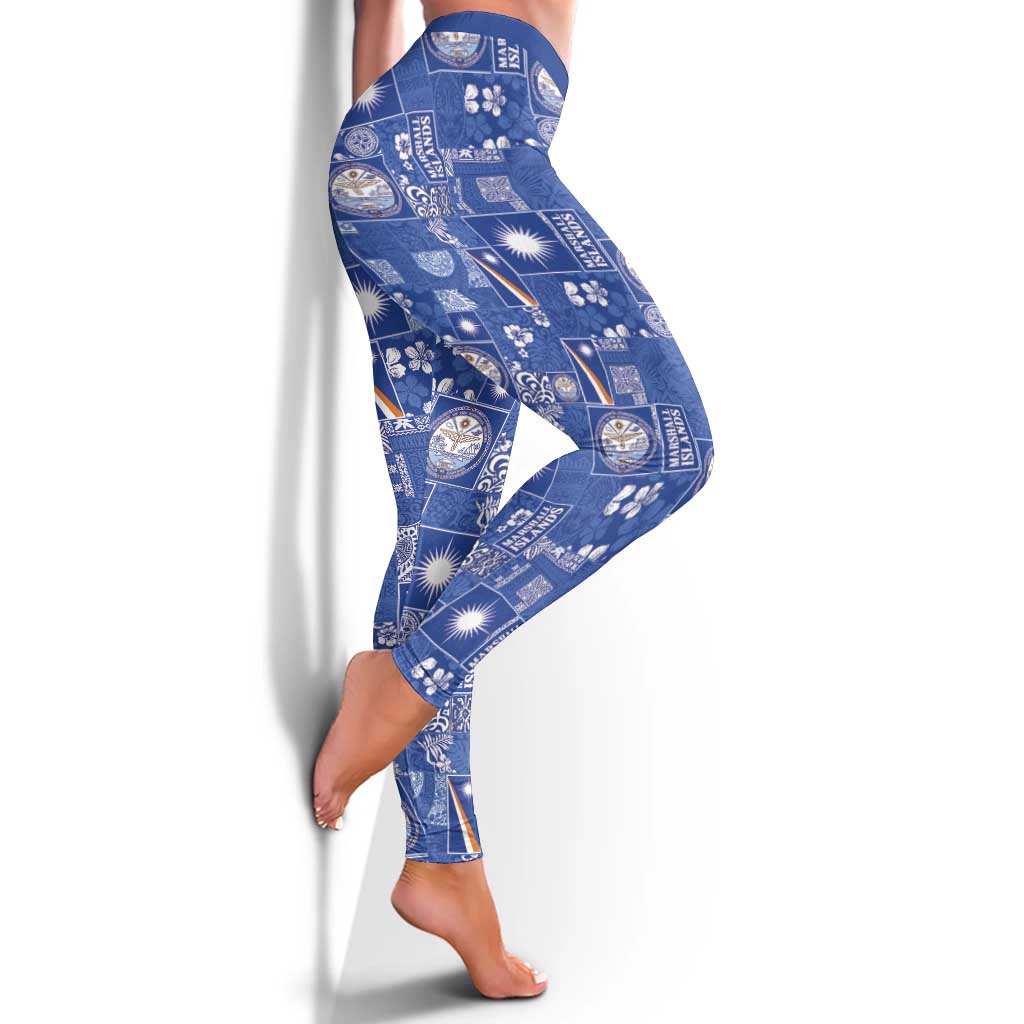 Marshall Islands Merry Christmas Leggings Pacific Patchwork Xmas Vibes - Polynesian Pride