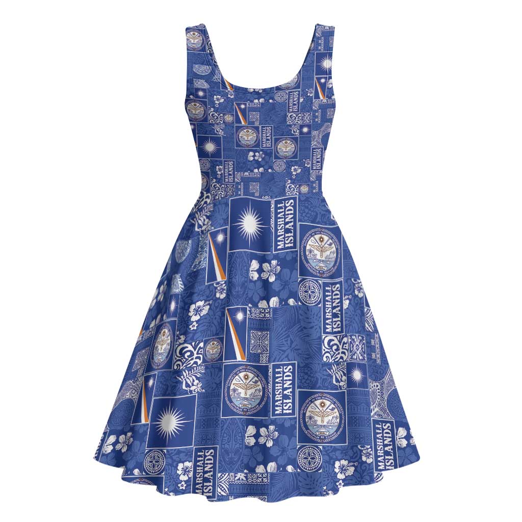 Marshall Islands Merry Christmas Midi Dress Pacific Patchwork Xmas Vibes - Polynesian Pride