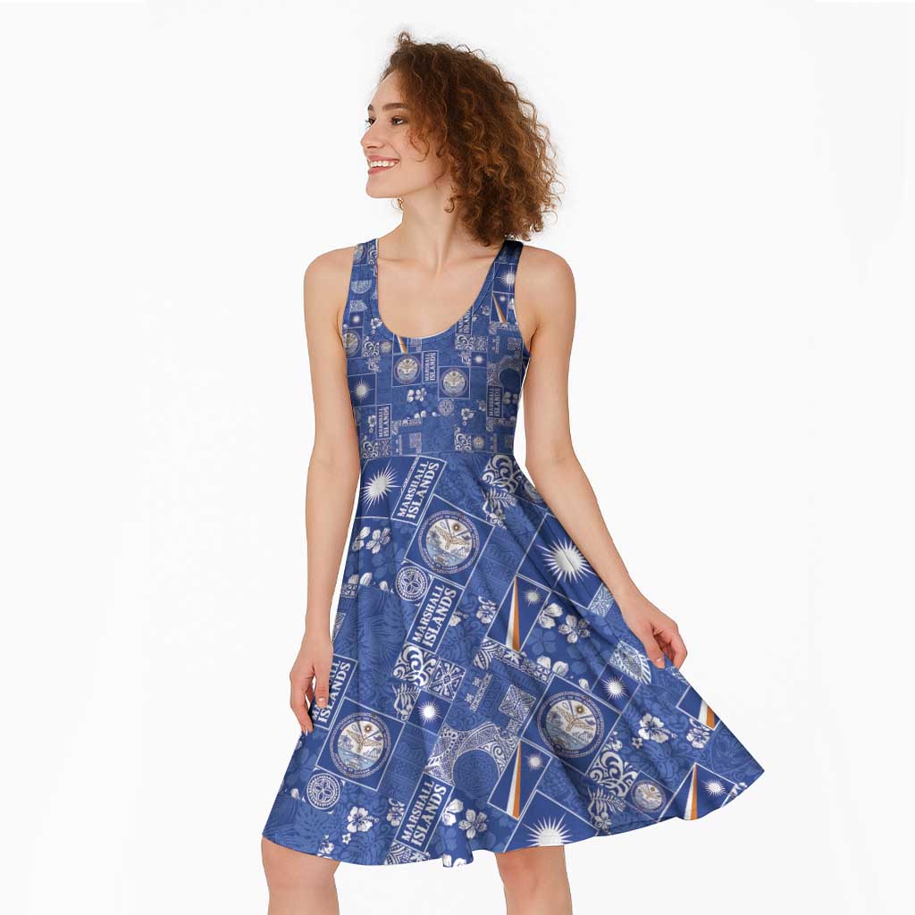 Marshall Islands Merry Christmas Midi Dress Pacific Patchwork Xmas Vibes - Polynesian Pride