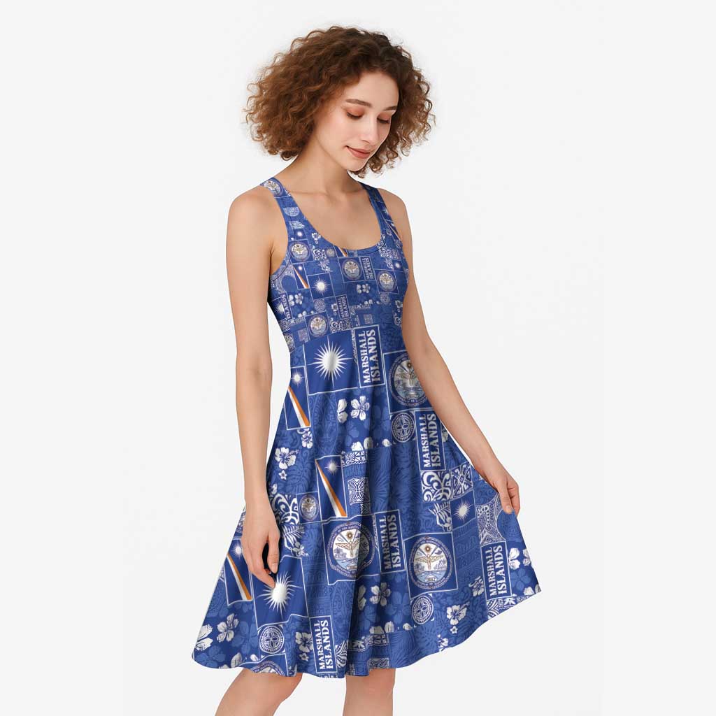 Marshall Islands Merry Christmas Midi Dress Pacific Patchwork Xmas Vibes - Polynesian Pride