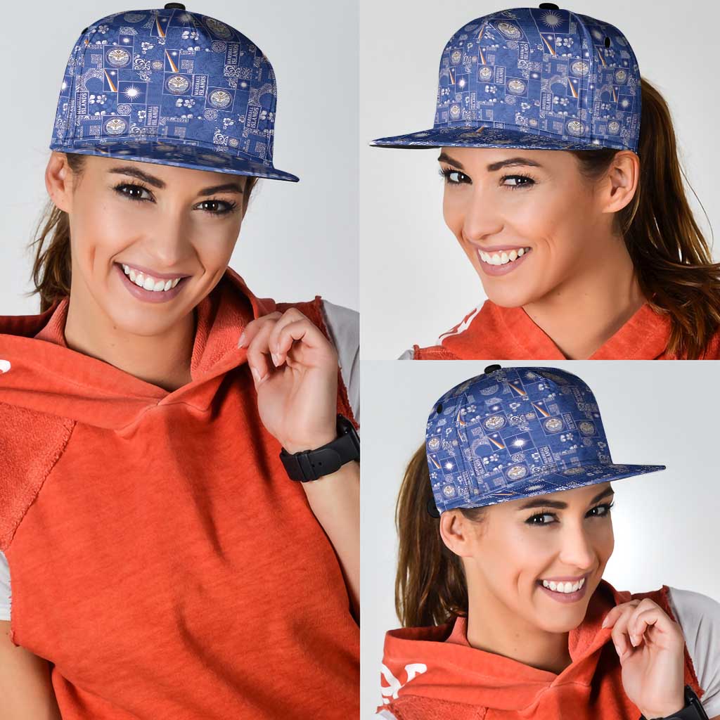Marshall Islands Merry Christmas Snapback Cap Pacific Patchwork Xmas Vibes - Polynesian Pride