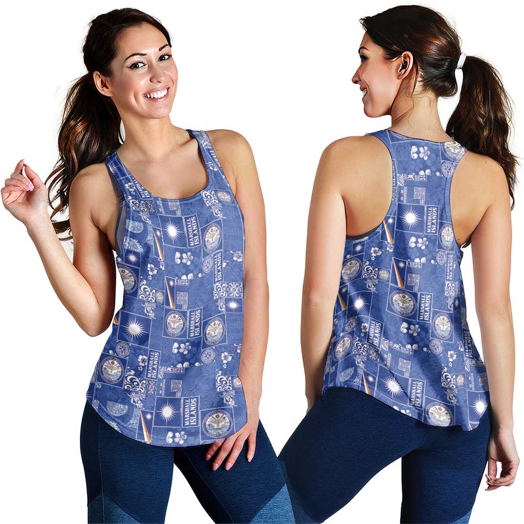 Marshall Islands Merry Christmas Women Racerback Tank Pacific Patchwork Xmas Vibes - Polynesian Pride