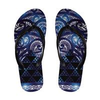 Matariki New Zealand Flip Flops NZ Niho Taniwha Maori New Year Blue Galaxy LT14 Blue - Polynesian Pride