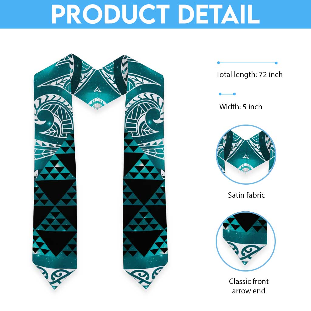 Matariki New Zealand Graduation Stole NZ Niho Taniwha Maori New Year Cyan Galaxy