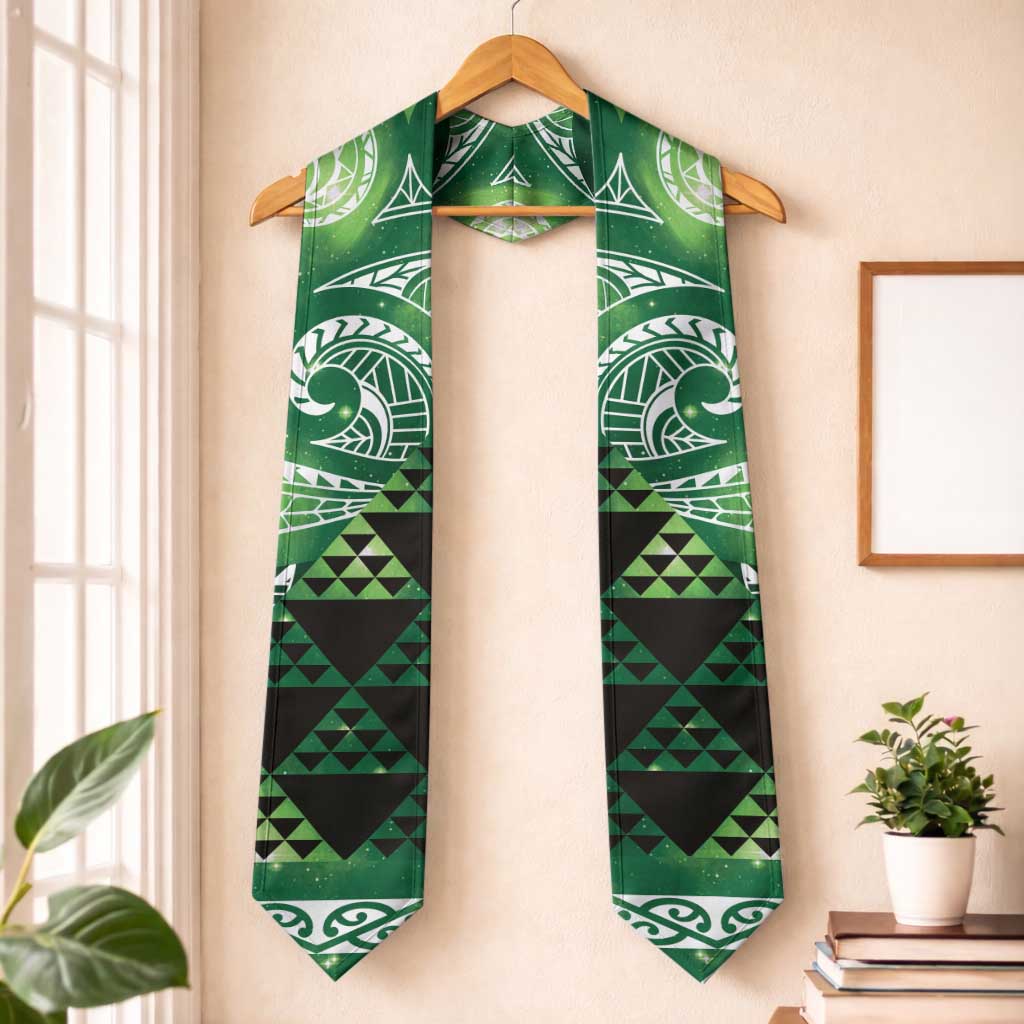 Matariki New Zealand Graduation Stole NZ Niho Taniwha Maori New Year Green Galaxy