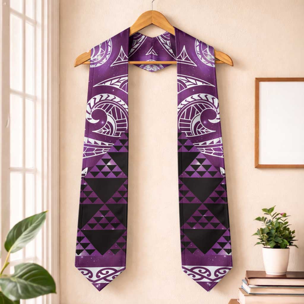 Matariki New Zealand Graduation Stole NZ Niho Taniwha Maori New Year Purple Galaxy