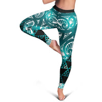 Matariki New Zealand Leggings NZ Niho Taniwha Maori New Year Cyan Galaxy