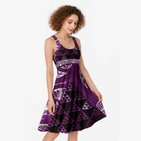 Matariki New Zealand Midi Dress NZ Niho Taniwha Maori New Year Purple Galaxy