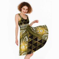 Matariki New Zealand Midi Dress NZ Niho Taniwha Maori New Year Yellow Galaxy