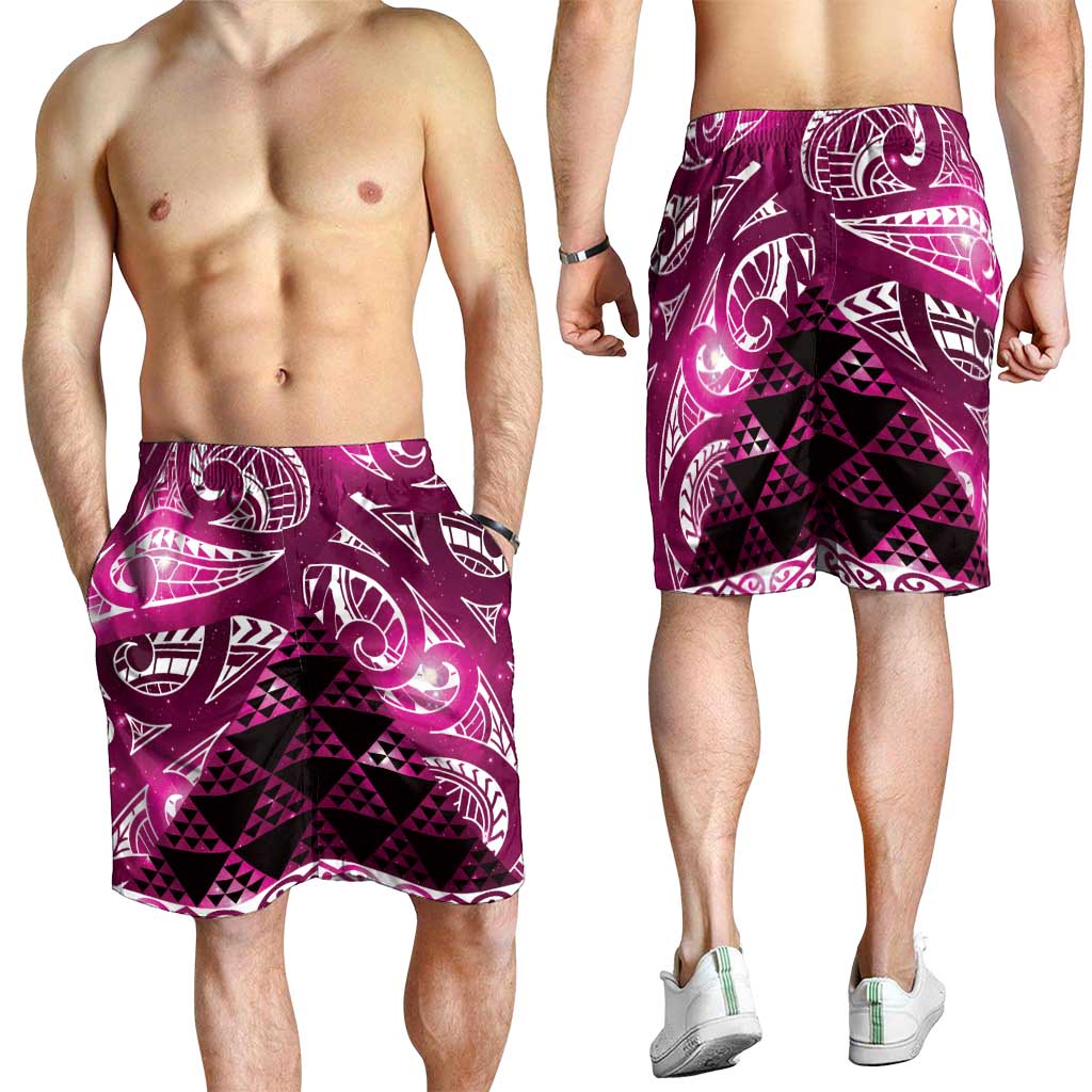 Matariki New Zealand Shorts for Men NZ Niho Taniwha Maori New Year Pink Galaxy