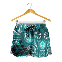 Matariki New Zealand Shorts for Women NZ Niho Taniwha Maori New Year Cyan Galaxy