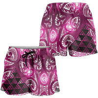 Matariki New Zealand Shorts for Women NZ Niho Taniwha Maori New Year Pink Galaxy