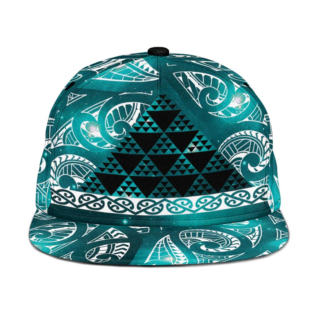 Matariki New Zealand Snapback Cap NZ Niho Taniwha Maori New Year Cyan Galaxy