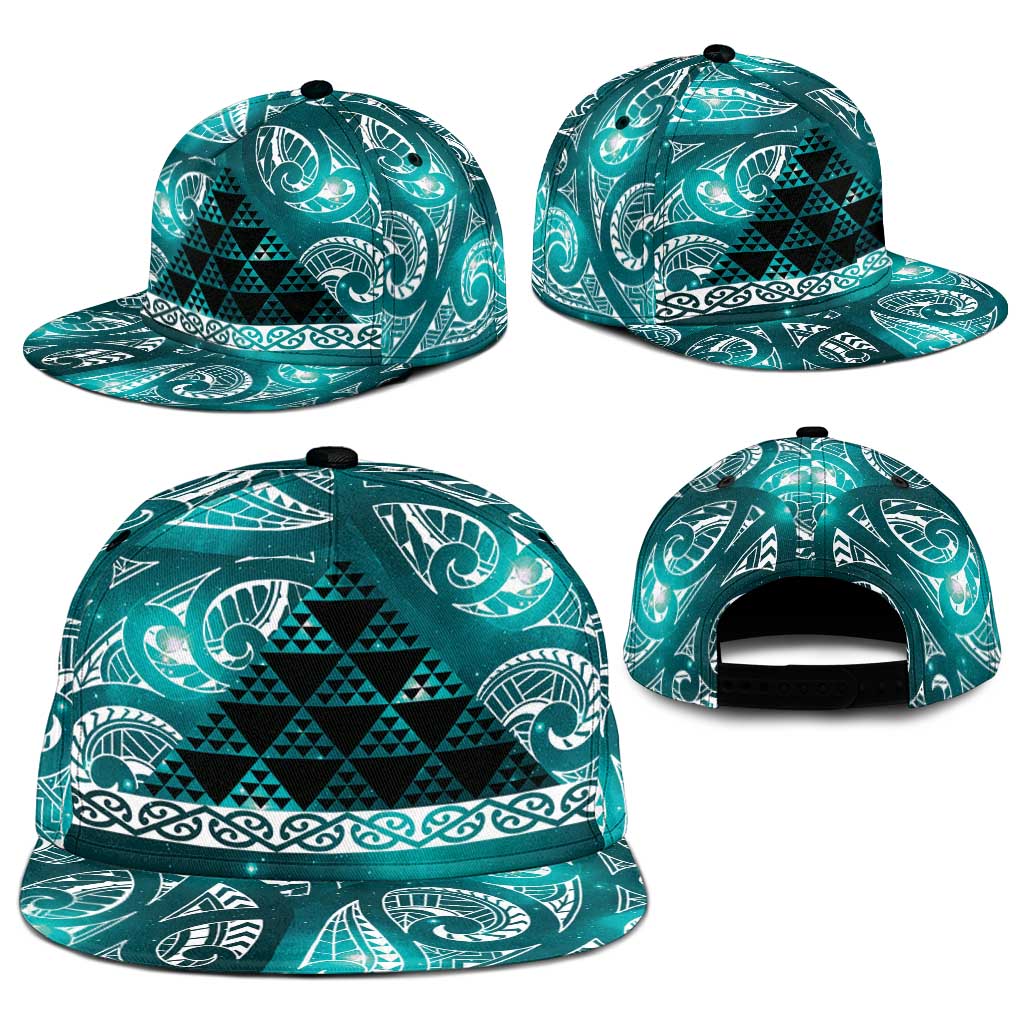 Matariki New Zealand Snapback Cap NZ Niho Taniwha Maori New Year Cyan Galaxy