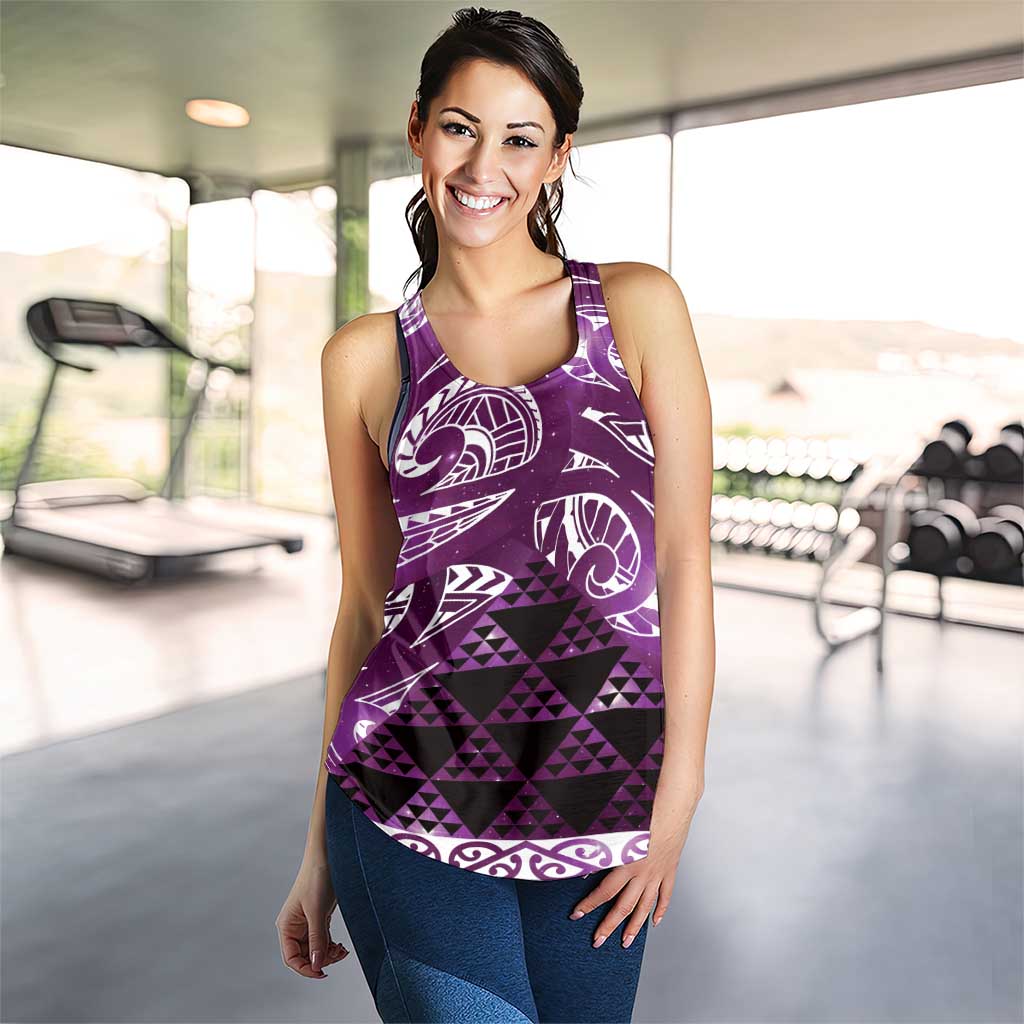 Matariki New Zealand Women Racerback Tank NZ Niho Taniwha Maori New Year Purple Galaxy
