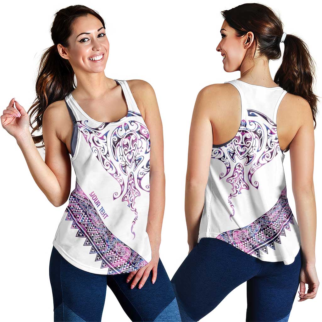 Mawhero Paua Shell Kowhaiwhai Taniko Personalised Women Racerback Tank Manta Ray Shark-Turtle Maori Tribal Style LT9 - Polynesian Pride