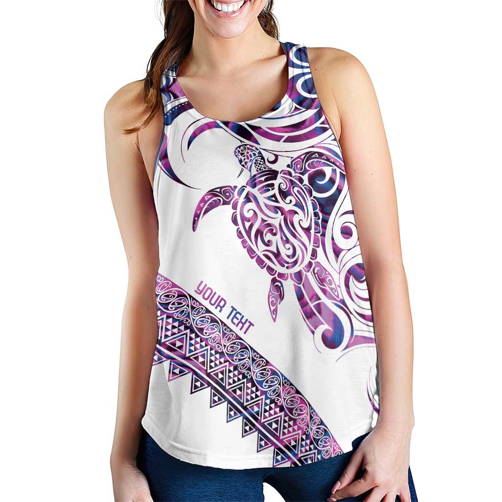 Mawhero Paua Shell Kowhaiwhai Taniko Personalised Women Racerback Tank Turtle Tattoo Maori Tribal Style LT9 - Polynesian Pride