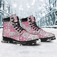 Mele Kalikimaka Hawaii Christmas All Season Boots Akala Seamless Floral Motif - Polynesian Pride