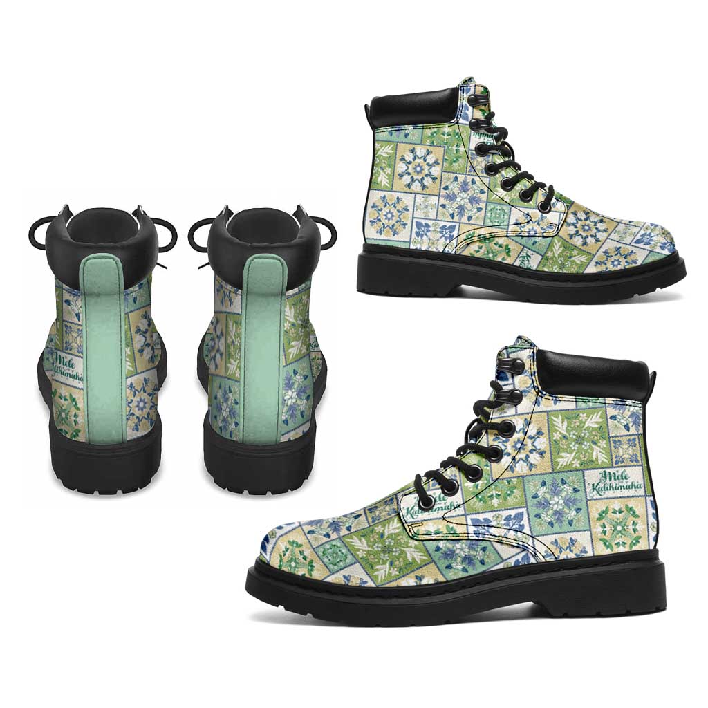 Mele Kalikimaka Hawaii Christmas All Season Boots Omaomao Seamless Floral Motif - Polynesian Pride