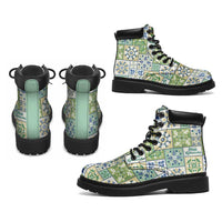 Mele Kalikimaka Hawaii Christmas All Season Boots Omaomao Seamless Floral Motif - Polynesian Pride