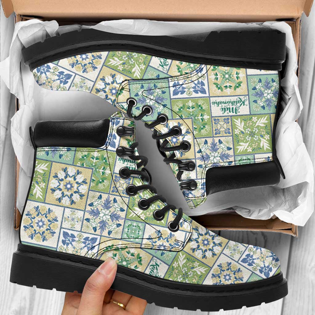 Mele Kalikimaka Hawaii Christmas All Season Boots Omaomao Seamless Floral Motif - Polynesian Pride