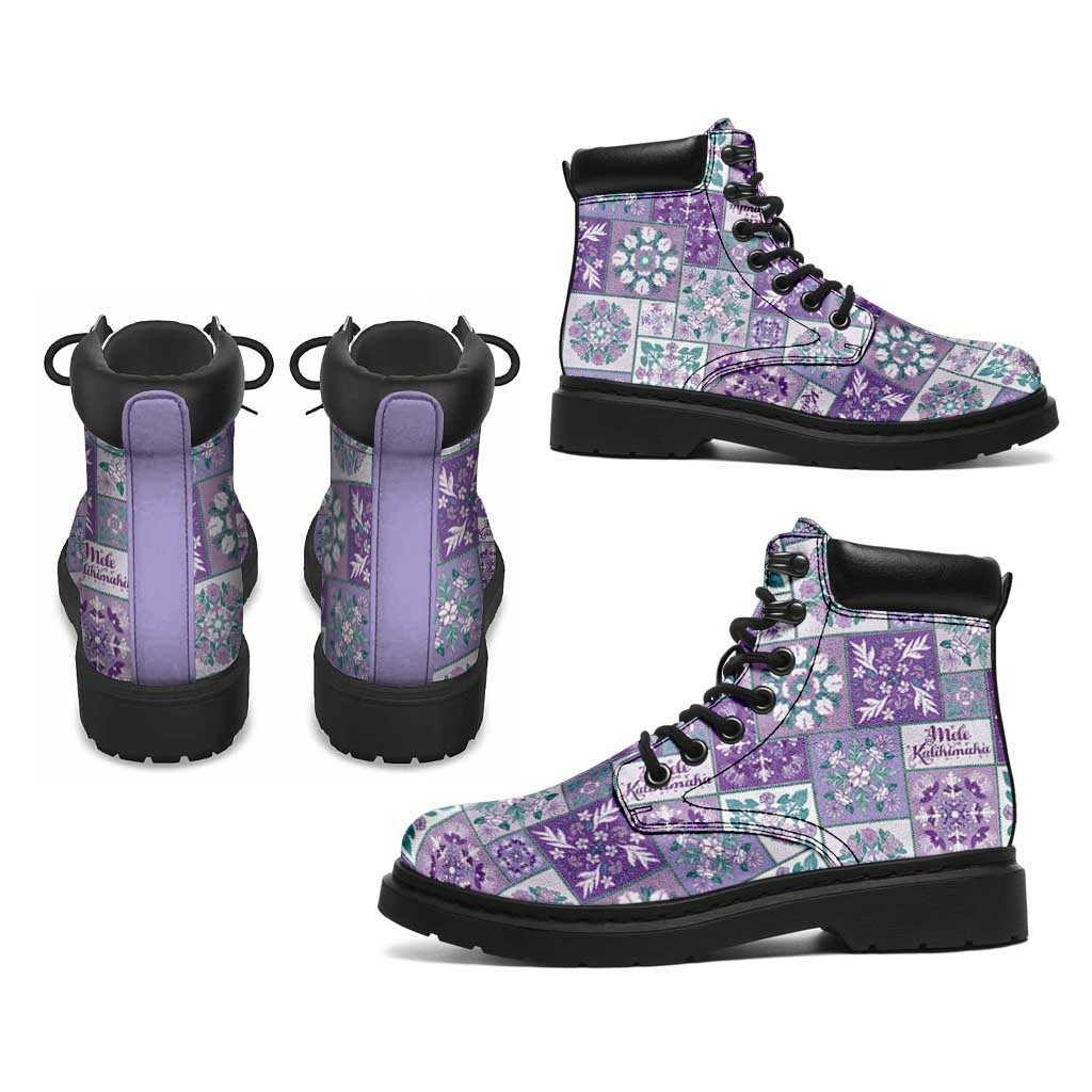 Mele Kalikimaka Hawaii Christmas All Season Boots Poni Seamless Floral Motif - Polynesian Pride
