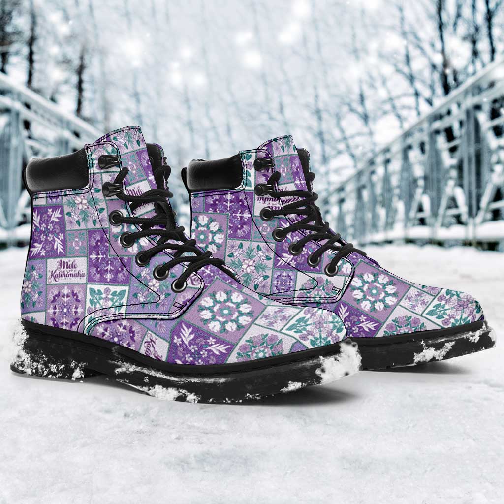 Mele Kalikimaka Hawaii Christmas All Season Boots Poni Seamless Floral Motif - Polynesian Pride