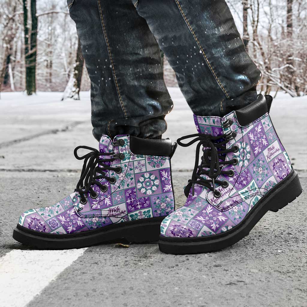 Mele Kalikimaka Hawaii Christmas All Season Boots Poni Seamless Floral Motif - Polynesian Pride