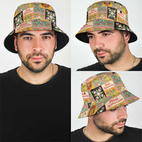 Mele Kalikimaka Hawaii Christmas Bucket Hat Melemele Mama Seamless Floral Motif - Polynesian Pride