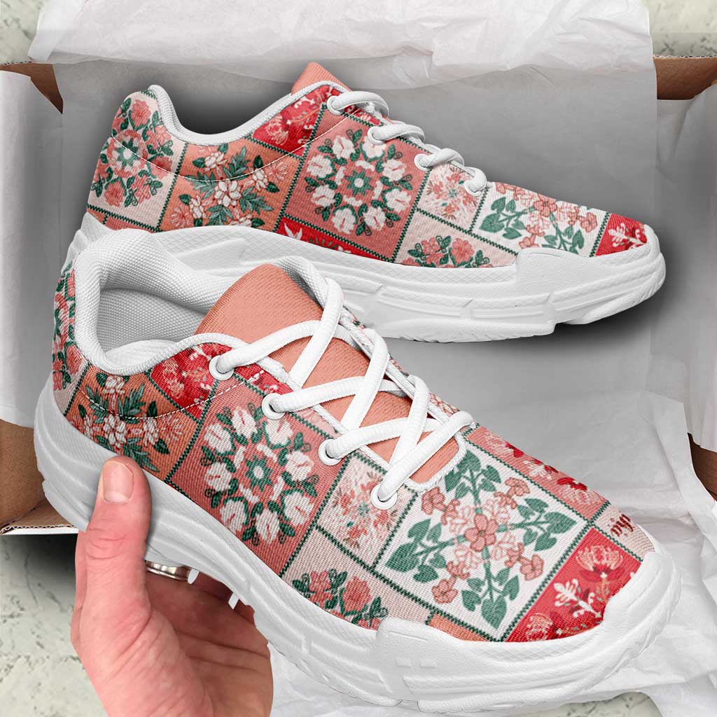 Mele Kalikimaka Hawaii Christmas Chunky Sneakers Ulaula Seamless Floral Motif LT9 - Polynesian Pride