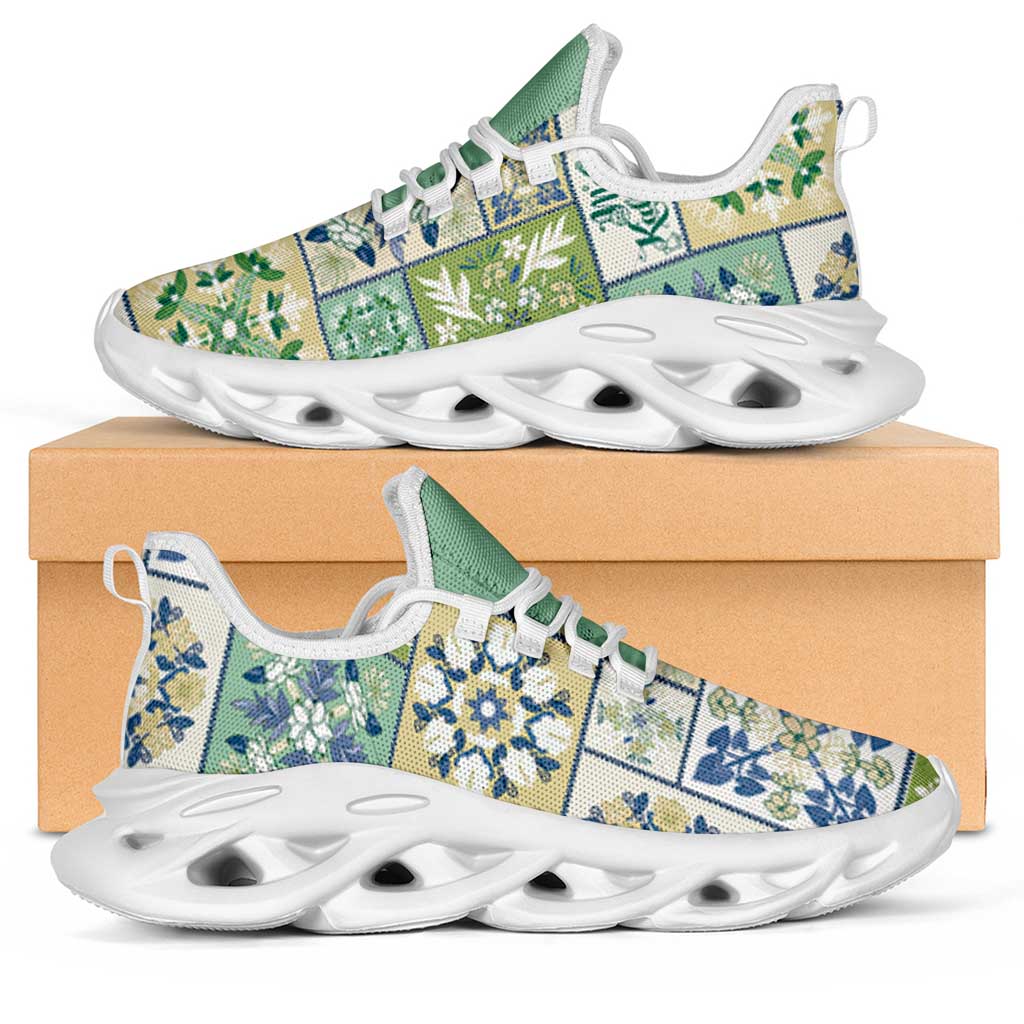 Mele Kalikimaka Hawaii Christmas Clunky Sneakers Omaomao Seamless Floral Motif - Polynesian Pride