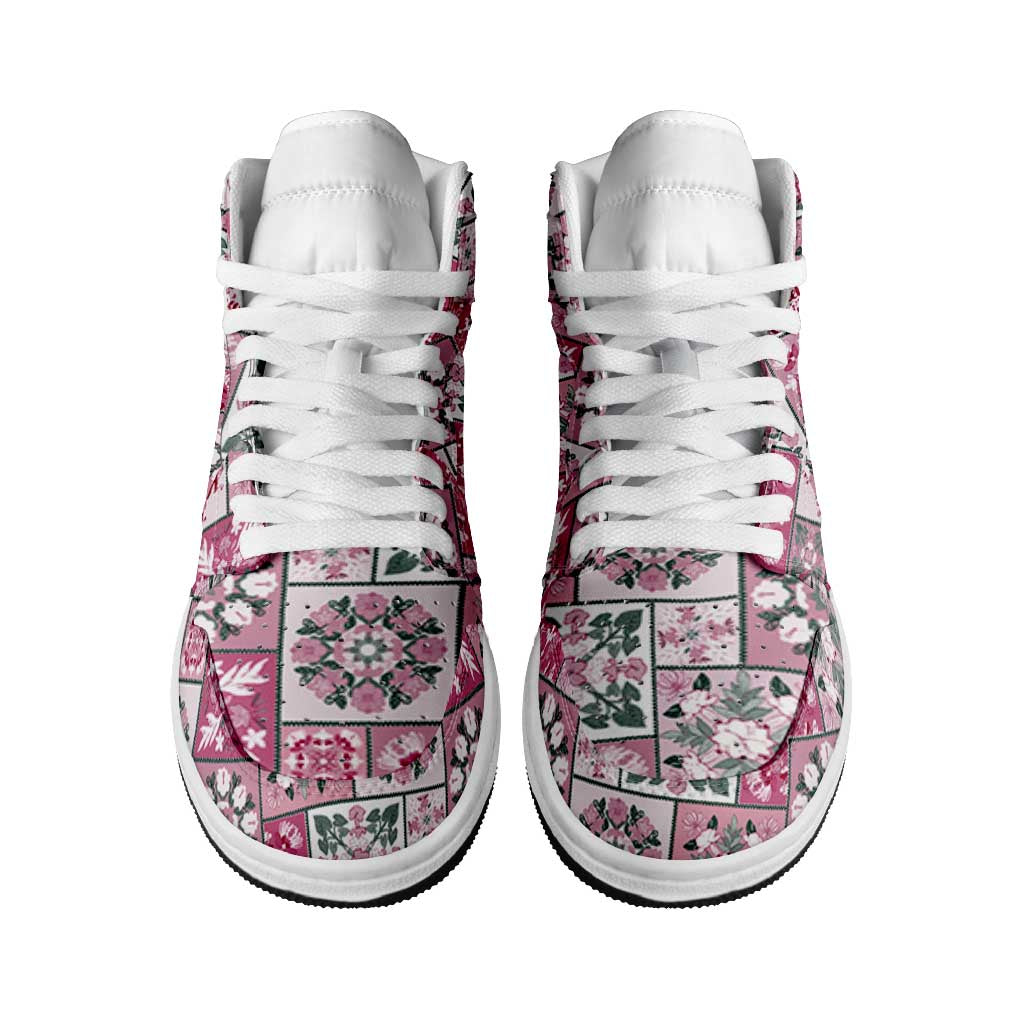 Mele Kalikimaka Hawaii Christmas High Sneakers AJ1 Akala Seamless Floral Motif LT9 - Polynesian Pride