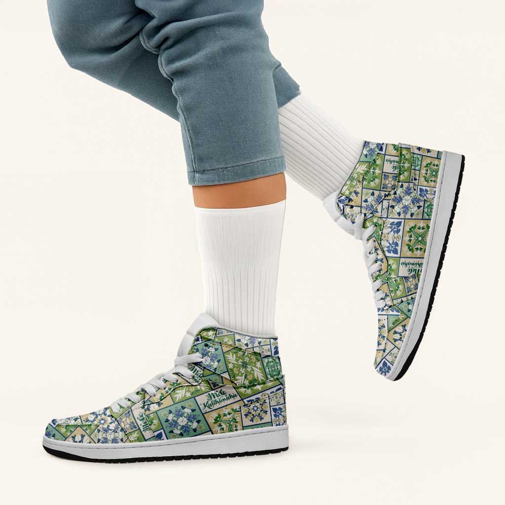 Mele Kalikimaka Hawaii Christmas High Sneakers AJ1 Omaomao Seamless Floral Motif LT9 - Polynesian Pride