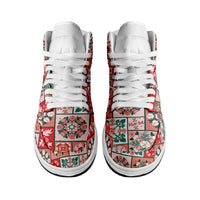 Mele Kalikimaka Hawaii Christmas High Sneakers AJ1 Ulaula Seamless Floral Motif LT9