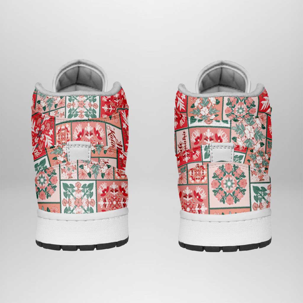 Mele Kalikimaka Hawaii Christmas High Sneakers AJ1 Ulaula Seamless Floral Motif LT9