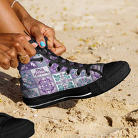Mele Kalikimaka Hawaii Christmas High Top Shoes Poni Seamless Floral Motif - Polynesian Pride